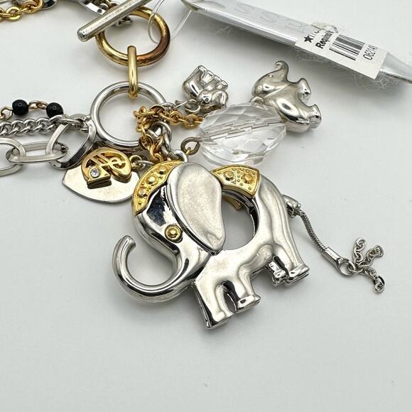 Guess Elephant Charm 3 Chain Bracelet Silver Gold - Picture 3 of 6